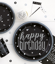 Black Glitz Happy Birthday Party Supplies | Balloon | Decoration | Pack